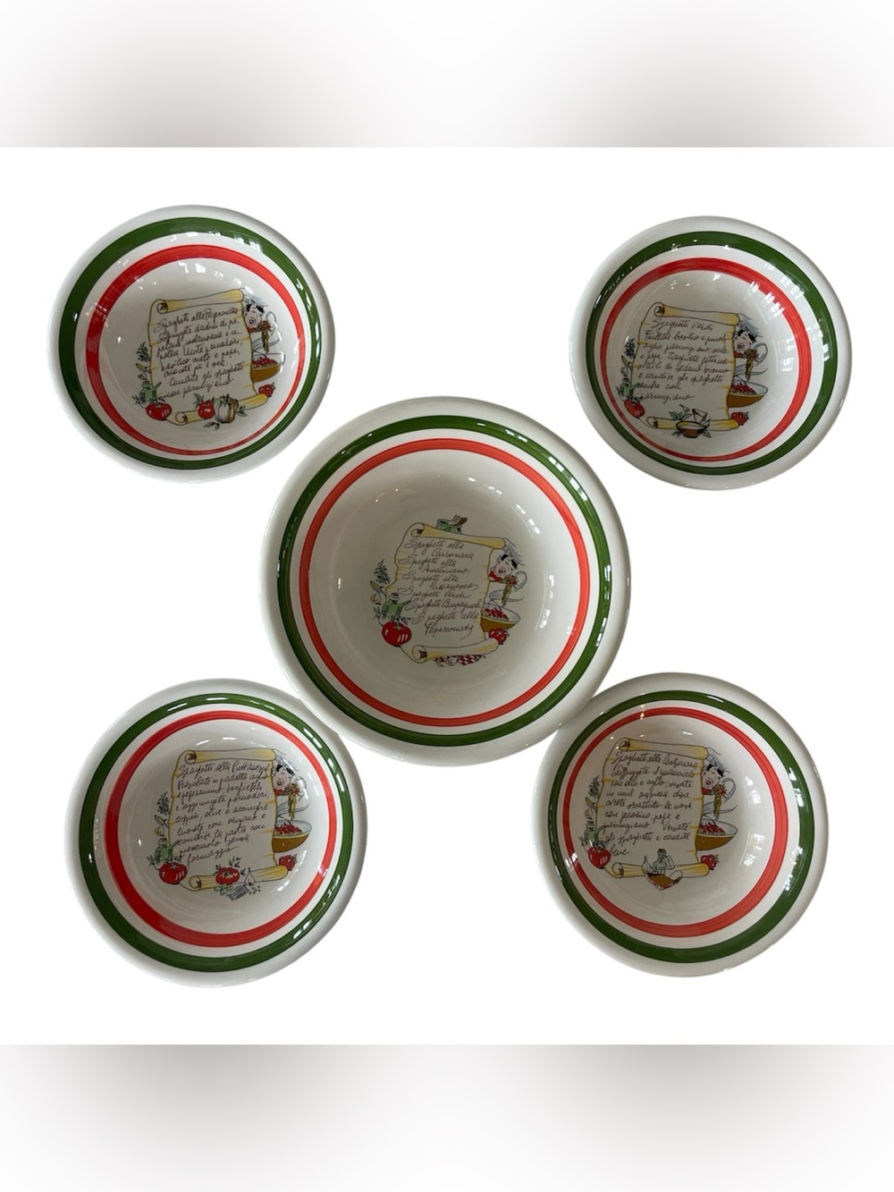 Vintage Primula Made in Italy Ceramic Pasta Bowl Set Serving Italian